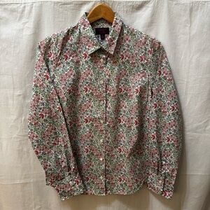 J Crew Liberty of London floral button down tana lawn button-down “Berry Vine”